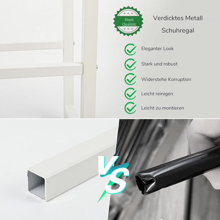 Ausziehbar Schuhregal mit 2 Etagen, Metall-Schuhständer Schmal Kleines Schuhregal, Robustes Design,
