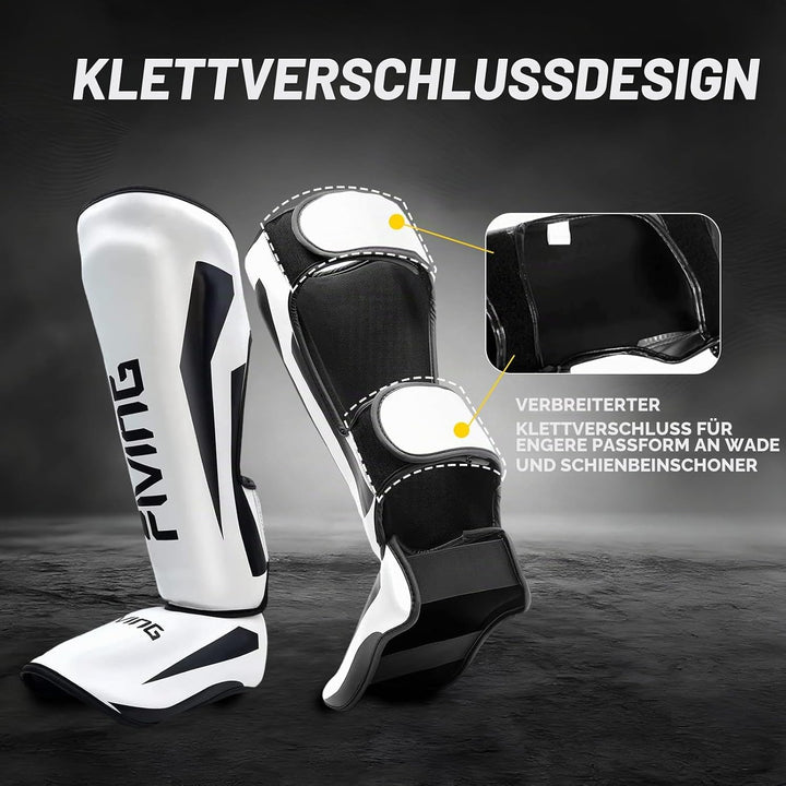 FIVING MMA Kampfsport Schienbeinschützer – gepolsterte, verstellbare Thai Boxschienbeinschützer, mit