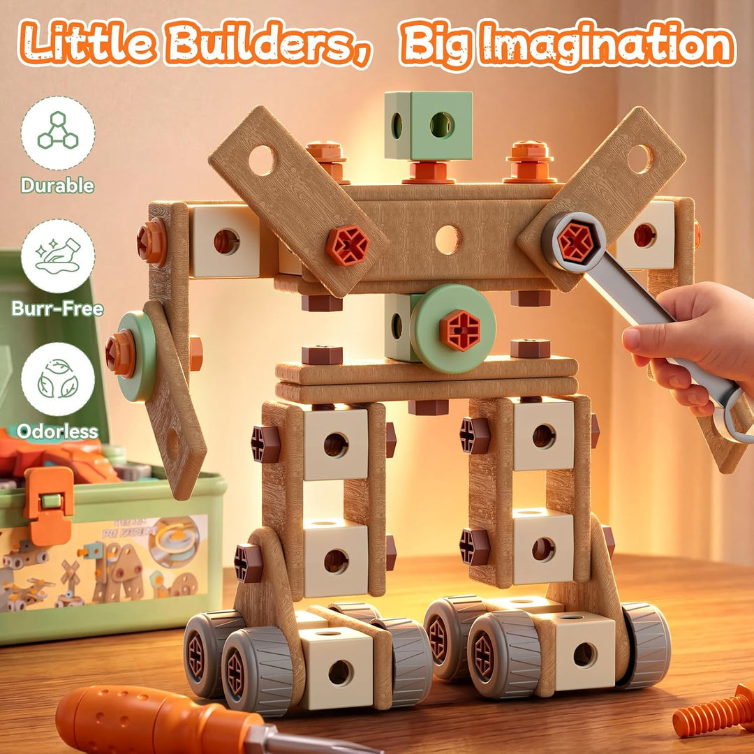 CUTE STONE Werkzeugkasten für Kinder mit elektrischem Spielzeugbohrer und Werkzeuggürtel – Kinderspi