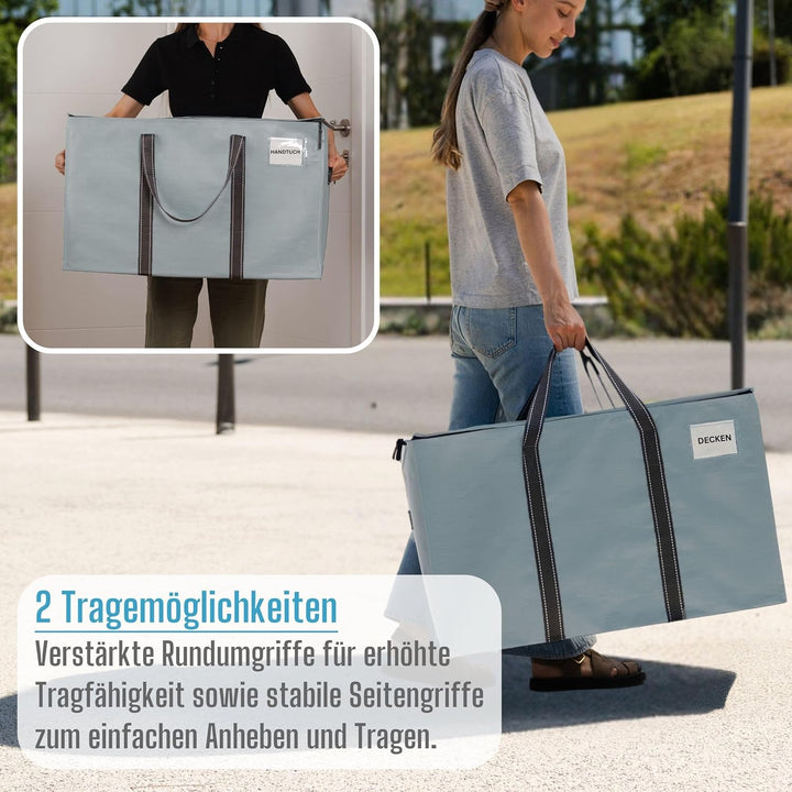 VENO 102 Liter Grosse Aufbewahrungstasche, Aufbewahrungsbox mit Deckel, Starke Griffe Umzugstaschen