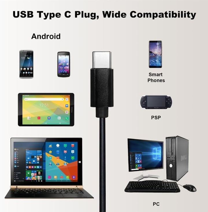 Hmusic USB-C Sport-Ohrhörer mit Over Ear Haken, Metall Muschel Ohrstöpsel | mit Mikrofon, Schaltfläc