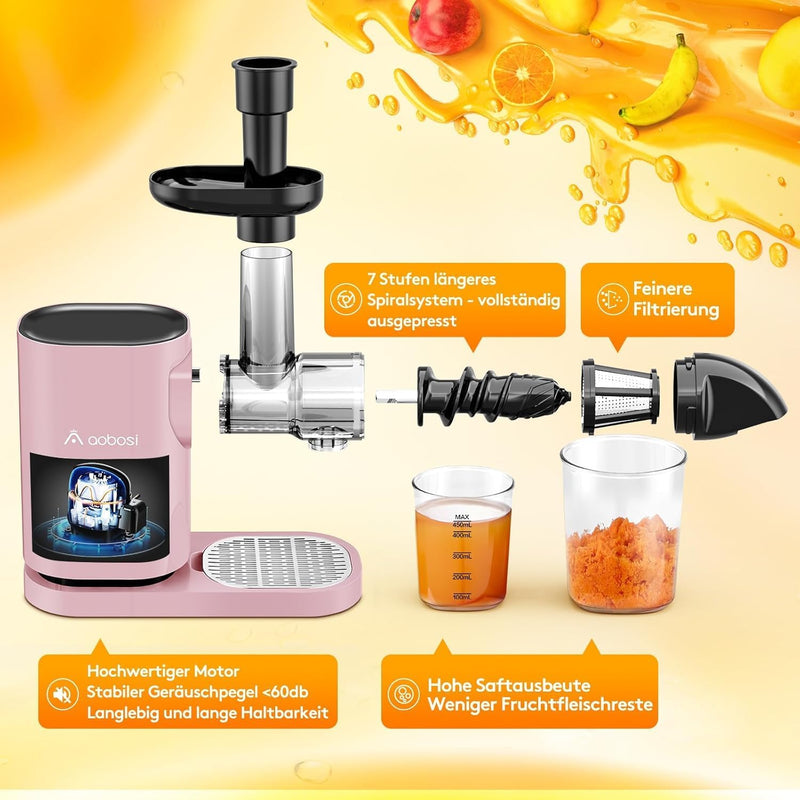 Aobosi Slow Juicer Entsafter Gemüse und Obst Profi Entsafter mit Ruhiger Motor & Umkehrfunktion & Sa