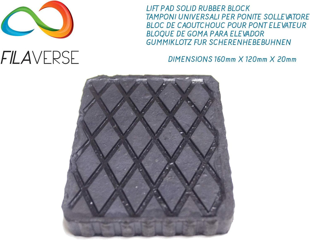 Gummiauflage 160x120x20mm - KIT mit 4 gummiklotz für Kfz Hebebühnen. Abmessungen des Gummiklotzes E1