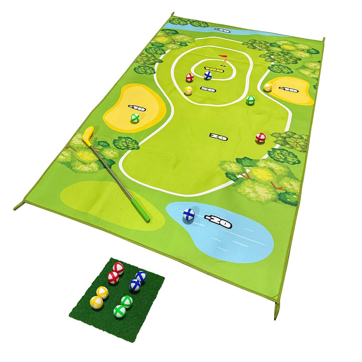 Golf Abschlag Matte Minigolf Für Zuhause - Mini Golf Set Indoor - 160x100 cm Golf Teppich - Inkl. 8