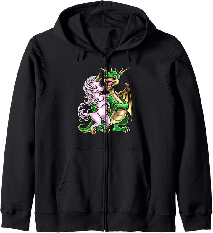 Drache und Einhorn - Herzliche Umarmung - Fabelwesen Kapuzenjacke