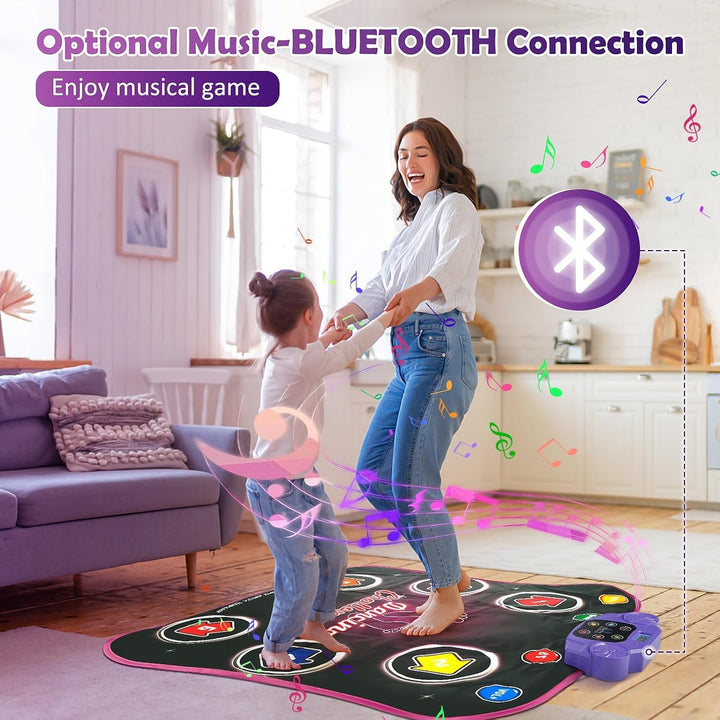 Tanzmatte für Kinder ab 3-12 Jahre, Musikmatte mit LED-Lichter, Kindertanzmatten mit 5 Spielmodi und