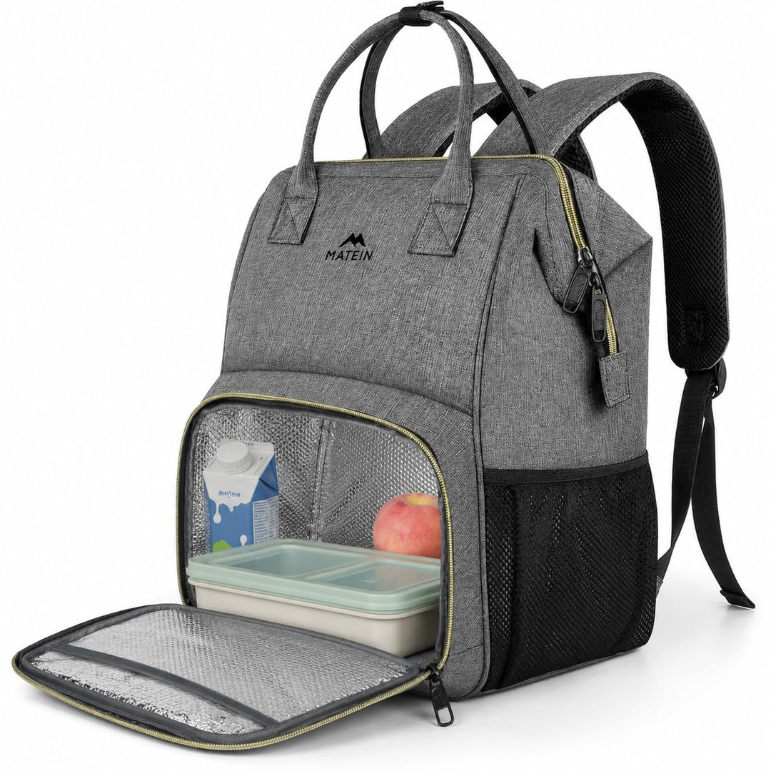 MATEIN Damen Laptop Rucksack 15,6 Zoll mit Isoliertes Kühlfach, Kühlrucksack mit USB Ladeanschluss,
