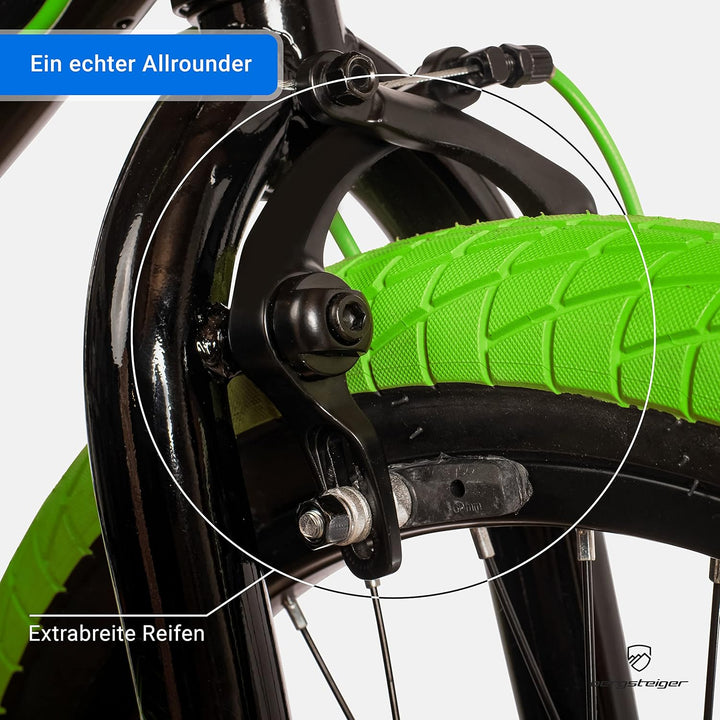 Bergsteiger Halifax 20 Zoll BMX, Fatbike, 360° Rotor-System, Freestyle, 2 Stahl Pegs, Kettenschutz,