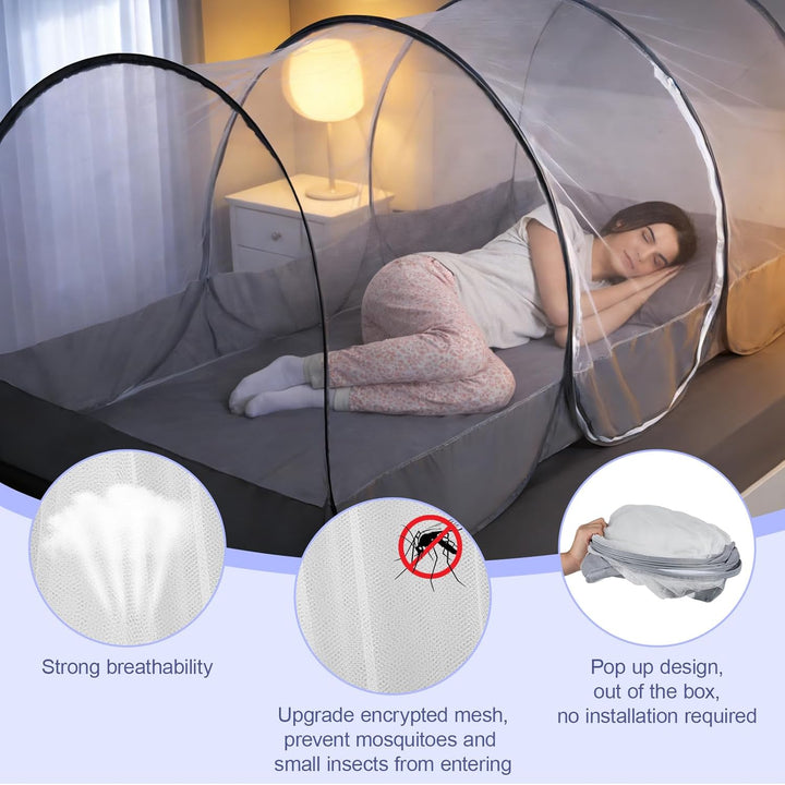 BigKing Reise Moskitonetz Bett, Moskitonetz Pop Up – Leichtes, Falbbares Mückennetz für Camping, Rei