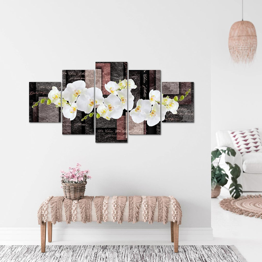 Runa Art - Bilder Blumen Orchidee 200 x 100 cm 5 Teilig XXL Wanddekoration Design Rosa 009351c