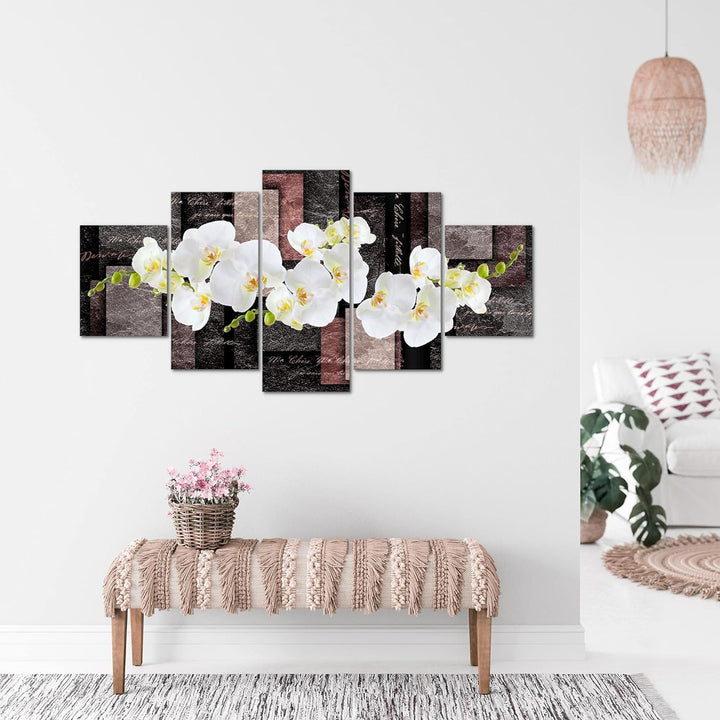 Runa Art - Bilder Blumen Orchidee 200 x 100 cm 5 Teilig XXL Wanddekoration Design Rosa 009351c