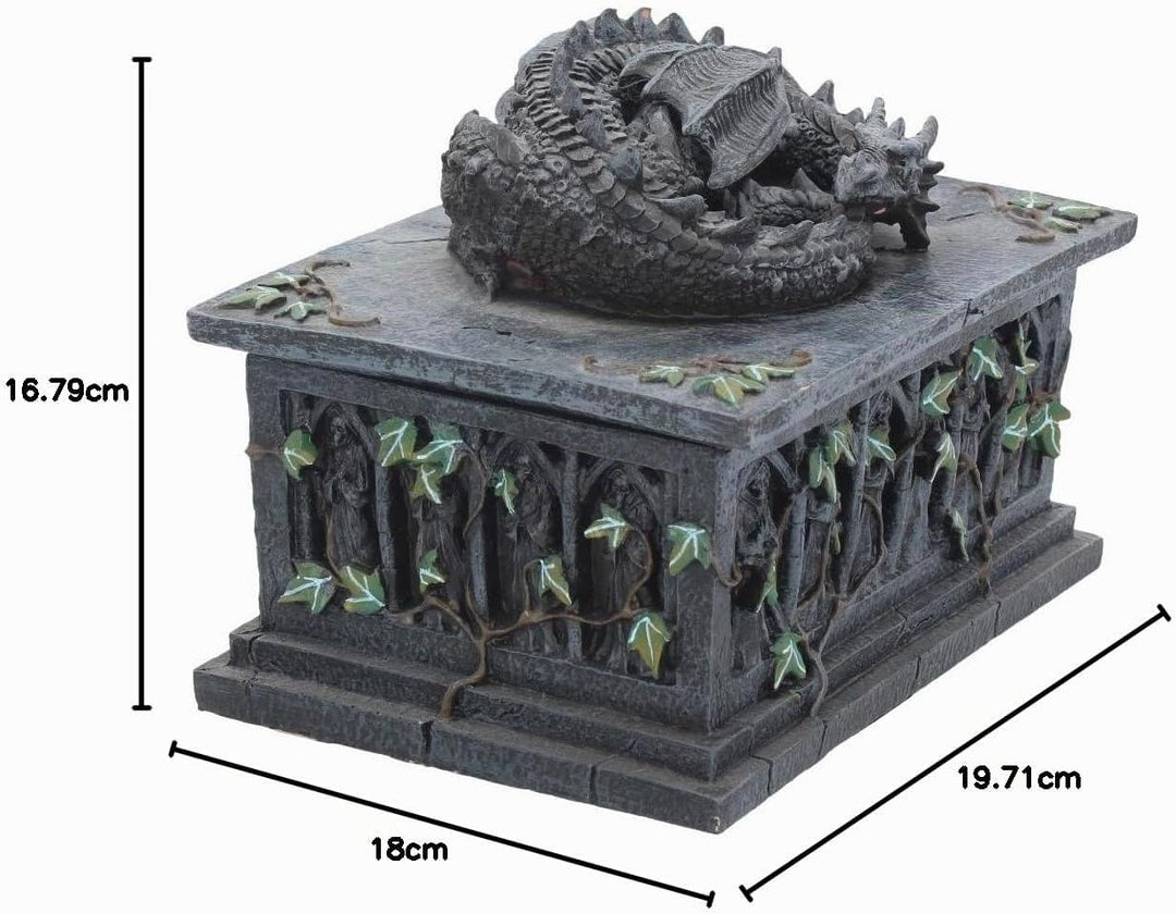 Nemesis Now NOW102 Drachen-Tarotbox, Kunstharz, 18 cm, Schwarz 18 cm Schwarz, 18 cm Schwarz