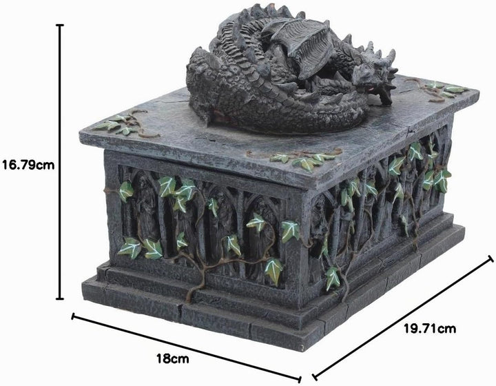 Nemesis Now NOW102 Drachen-Tarotbox, Kunstharz, 18 cm, Schwarz 18 cm Schwarz, 18 cm Schwarz