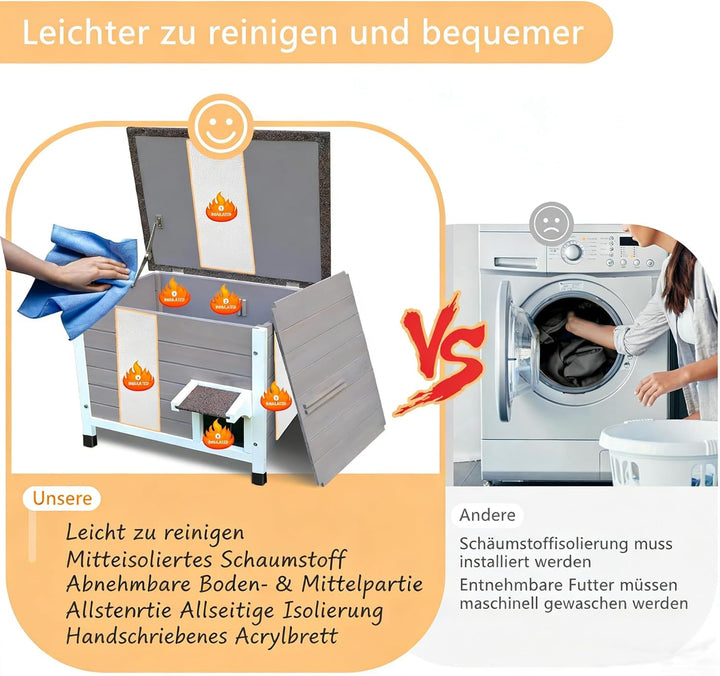 Outdoor Katzenhaus, 100% isoliert Outdoor-Katzenhäuser mit Matte für Winter für verwilderte Katzen w