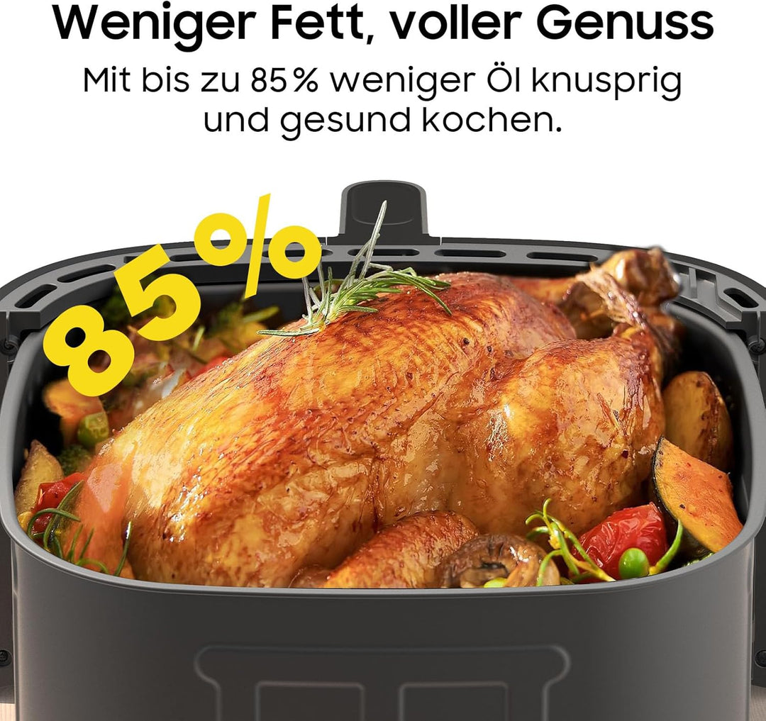 Dewelling Heissluftfritteuse XXL 9L - 2350W Airfryer für Schnellgar, 9 Programmen, LED Display & War
