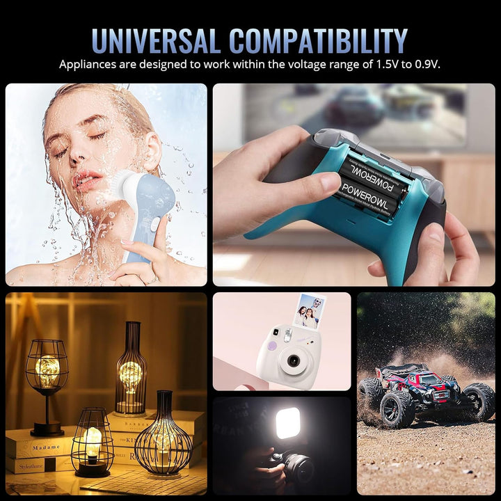 Powerowl Akku Ladegerät mit AA Akku 2800mah 8 Stück, AA Akkuladegerät Micro-USB Anschluss 8 Steckpla