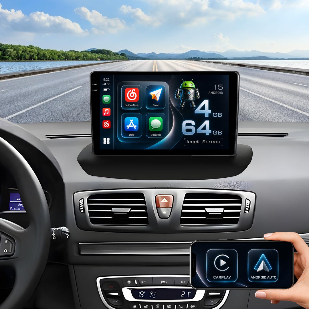 Hikity 4+64G 9" Android Autoradio für Renault Megane 3 2009-2014 | Incell Wireless Carplay Autoradio
