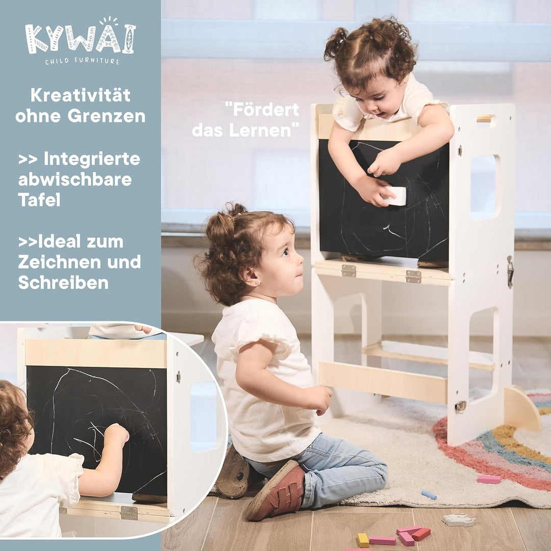 Lernturm ab 1 Jahr – Lernturm Klappbar 3 in 1 mit Tafel – Learning Tower für Kinder – Faltbar mit Si
