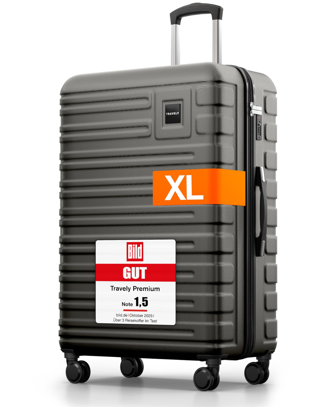 Travely Premium Koffer Gross: 28" Jede Menge Platz mit mehr als 120L Volumen, sehr robuster Hartscha