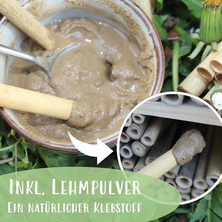 Reparaturset - Schilfröhrchen für Insektenhotels inkl. Lehmpulver, ca. 100 Stück, Länge 8 cm, Durchm