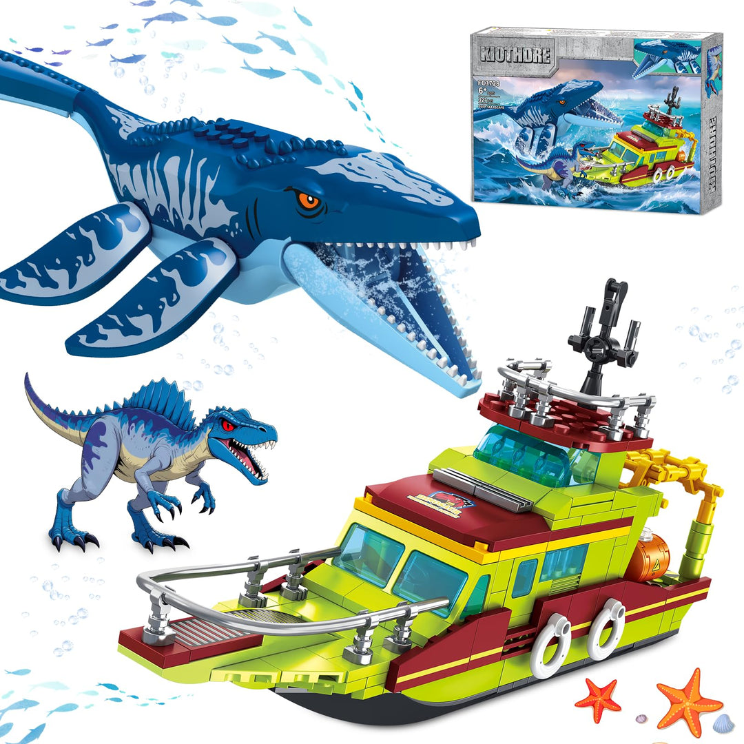 3 IN 1 Ozean Explore Dinosaurier Bauspielzeug Kompatibel mit Dinosaurier Park World, Schiff Boot & M