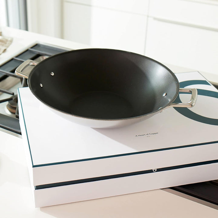 Olav Olavson® Wok Kupferpfanne mit Antihaftbeschichtung aus 5-Schicht-Material, induktions- und spül