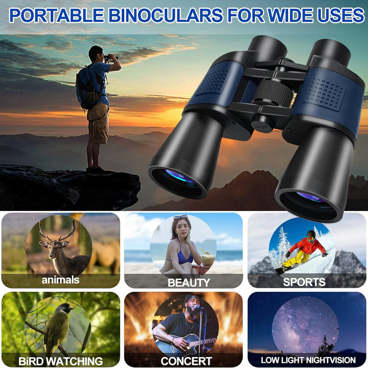 Ferngläser für Erwachsene 20x50 HD Hohe Vergrösserung Wasserdicht Ferngläser mit Grosses Sichtfeld F