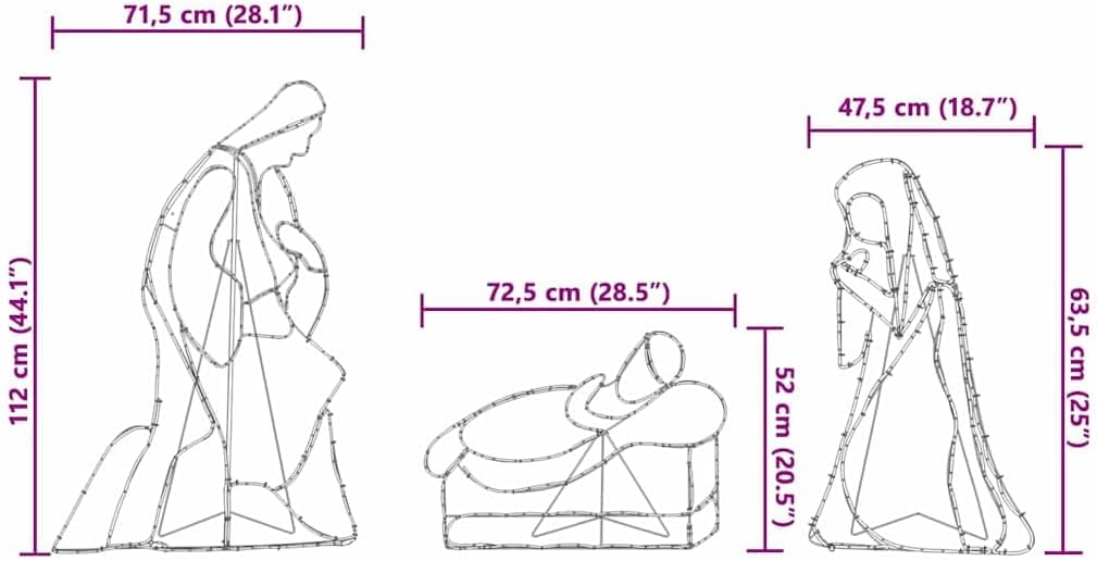 vidaXL Beleuchtete Krippenszene Mehrfarbig 112 x 72 cm PVC, Wohnzimmer, Moderne, erleuchtete Weihnac