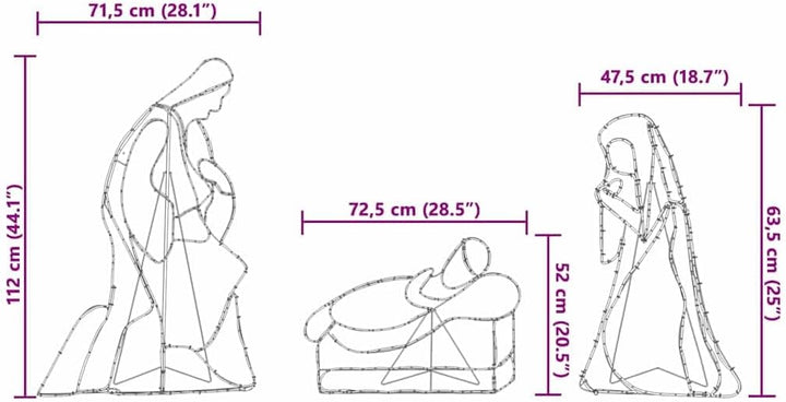 vidaXL Beleuchtete Krippenszene Mehrfarbig 112 x 72 cm PVC, Wohnzimmer, Moderne, erleuchtete Weihnac