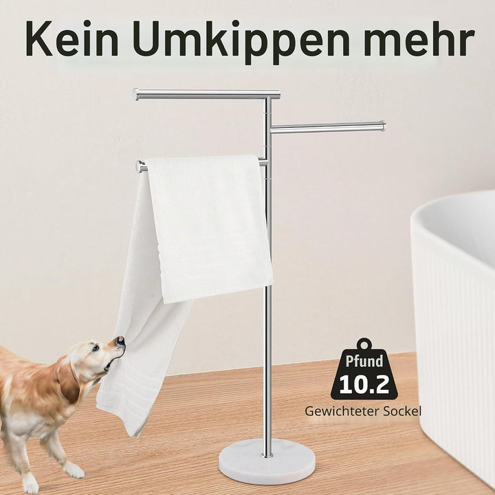 KES Handtuchhalter Stehend, Badetuchhalter 3 Armig Schwenkbar Handtuchständer Freistehend Edelstahl