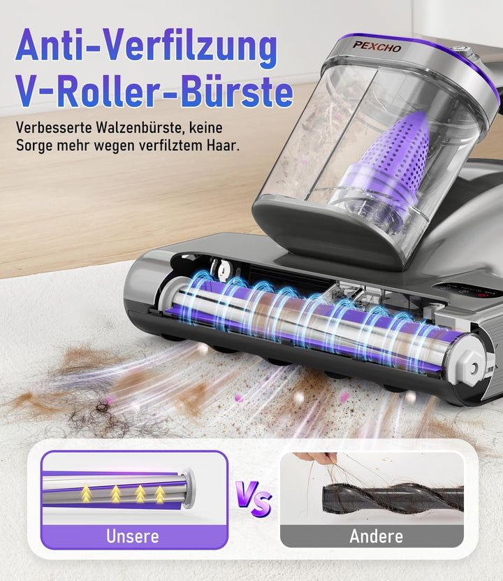 PM600 Milbensauger mit UV-Licht, 500W Matratzensauger für Allergiker zur Entfernt 99,9% der Staub-Mi