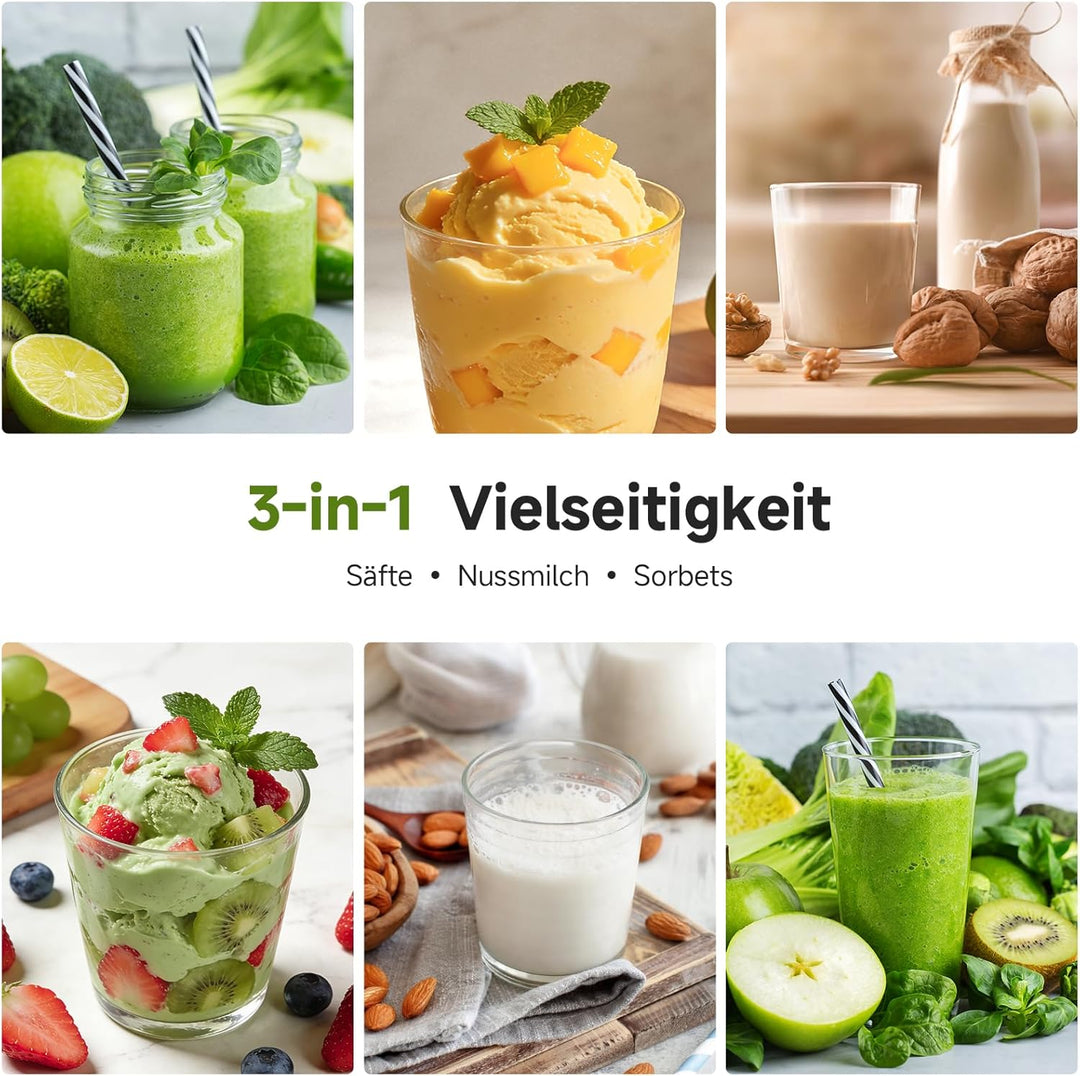AMZCHEF Entsafter - Slow Juicer mit 158MM grosse und Grössere Einfüllschacht für Ganze Obst und Gemü