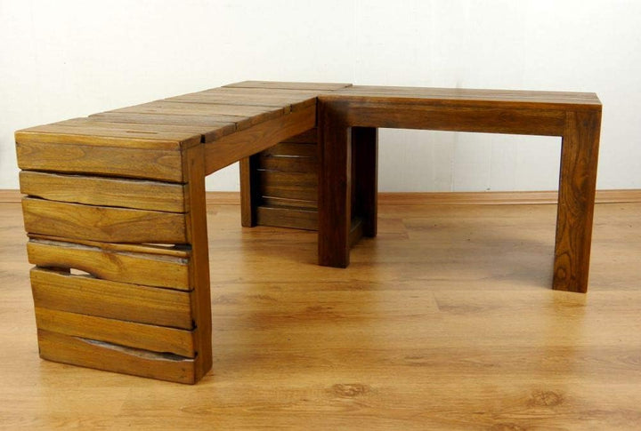 livasia Teak Eckbank, Sitzbank, Küchenbank, Holzmöbel (grosse Bank), grosse Bank