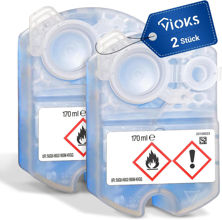 VIOKS 2x Reinigungskartusche Ersatz für Braun CCR2, 340 ml Desinfizierend für Rasierer Clean&Charge