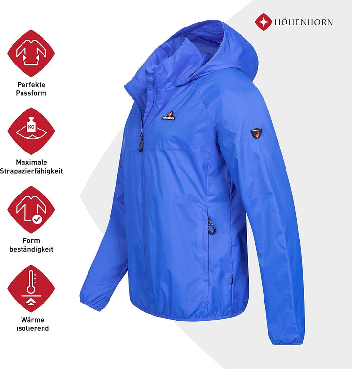 Höhenhorn Rigi Herren Regen Jacke Outdoor Rain Freizeitjacke Kapuze Regenjacke S Blau, S Blau