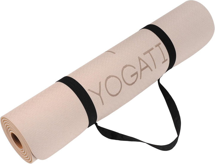 YOGATI - Yogamatte, rutschfest und dick, Yogamatte mit Punkten zur Körperausrichtung, Sportmatte für