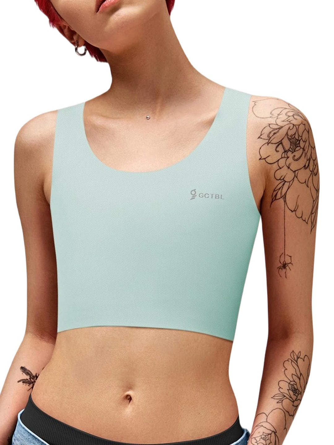 Trans Binder Transgender FTM Brust Binder für Damen Atmungsaktive Halb Kompression BH Grün S, Grün S