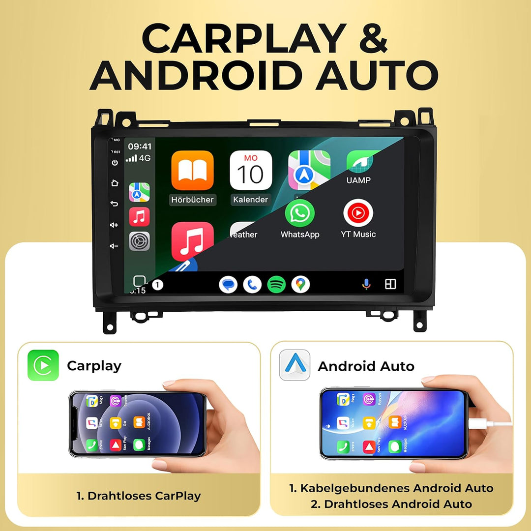 M.I.C. AB9-L3 Android 14 Autoradio mit Navigation: MT6769V,4GB+64GB,9 Zoll QLED,SIM,CarPlay&Android