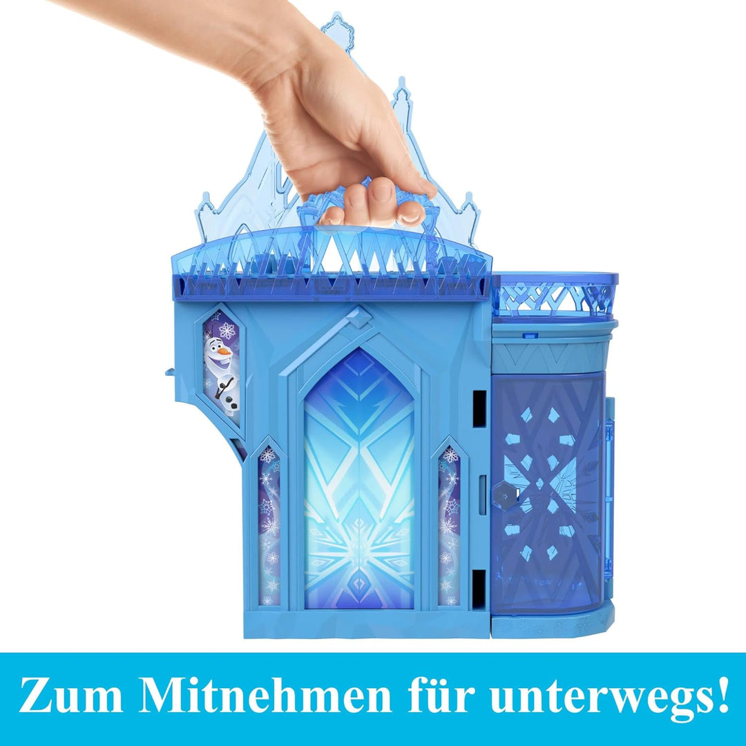 Mattel Disney Die Eiskönigin, Elsas Stapelschloss Puppenhaus-Spielset mit kleiner Puppe und 8 Teilen