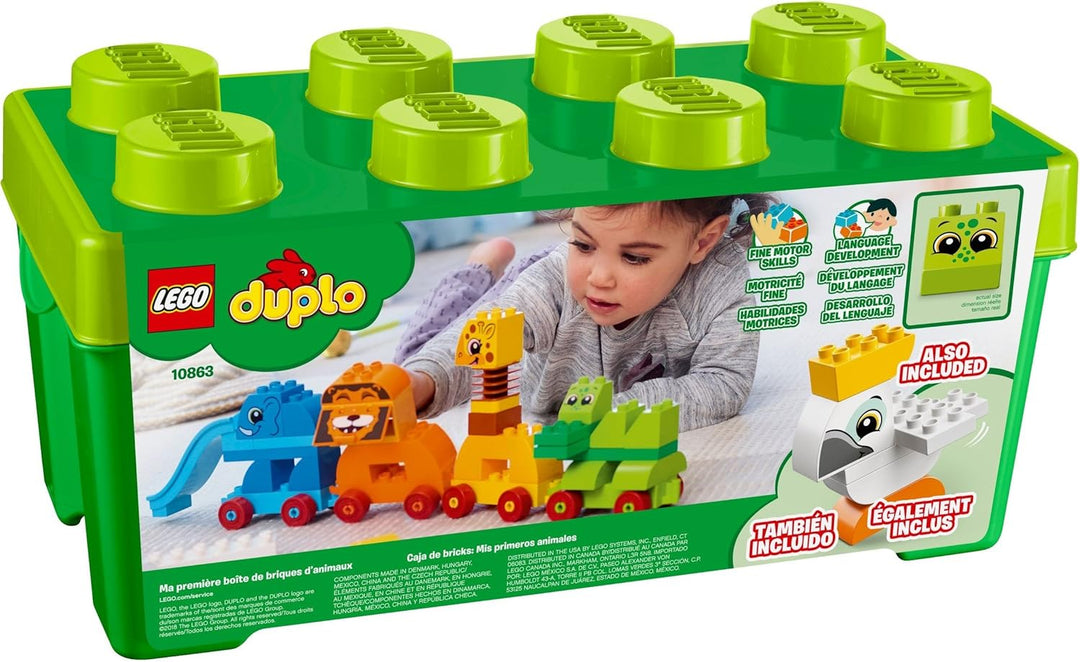 LEGO 10863 DUPLO Meine erste Steinebox mit Ziehtieren, Spielzeuge für Vorschulkinder im Alter von 1,