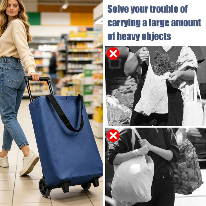 Einkaufstrolley Treppensteiger, Trolly Einkaufswagen Klappbar, 30L Grosse Einkaufstasche auf Rollen,