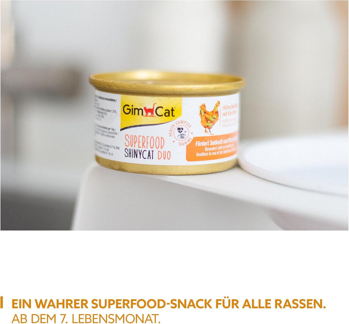 GimCat Superfood ShinyCat Duo Hühnchen mit Karotten - Katzenfutter mit saftigem Filet ohne Zuckerzus