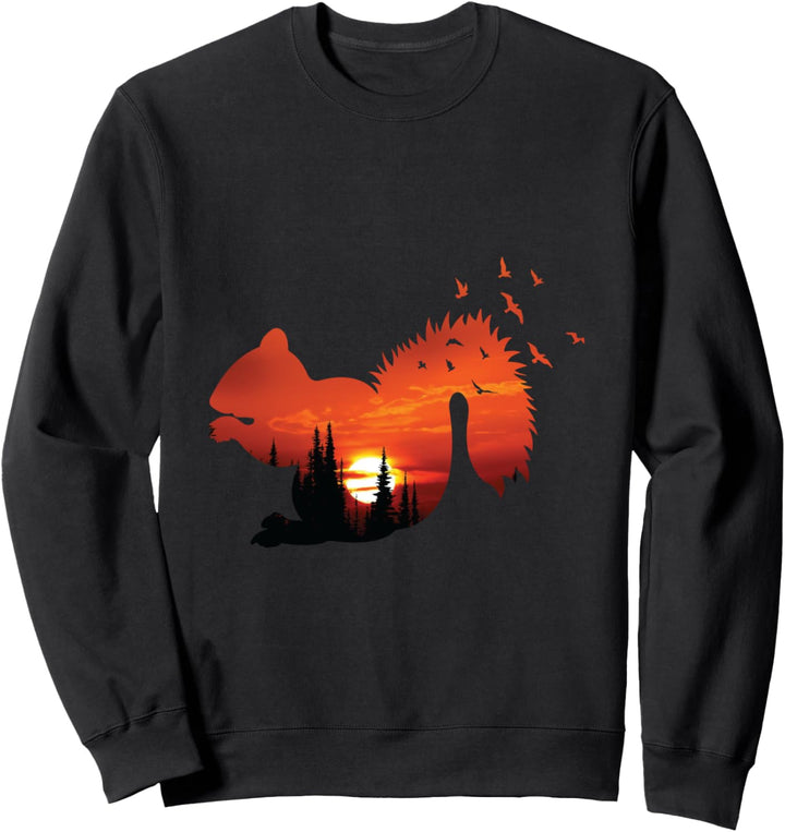 Eichhörnchen Sonnenuntergang Landschaft Natur Baum Vogel Sweatshirt