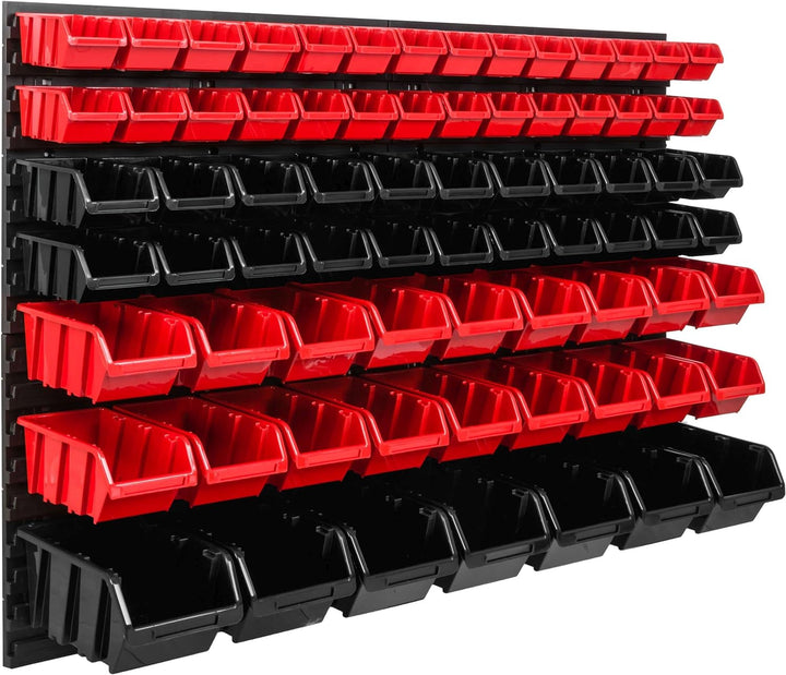 Lagersystem Werkstattregal | 115 x 78 cm | 75 stck. Box | Wandregal mit Stapelboxen - Wandplatten Ex