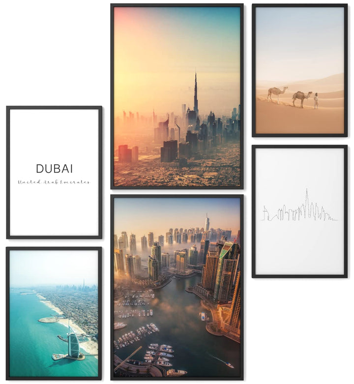 Papierschmiede® Mood Poster Set Dubai, Bilder Wohnzimmer Deko Schlafzimmer, 2x DIN A3 und 4x DIN A4,