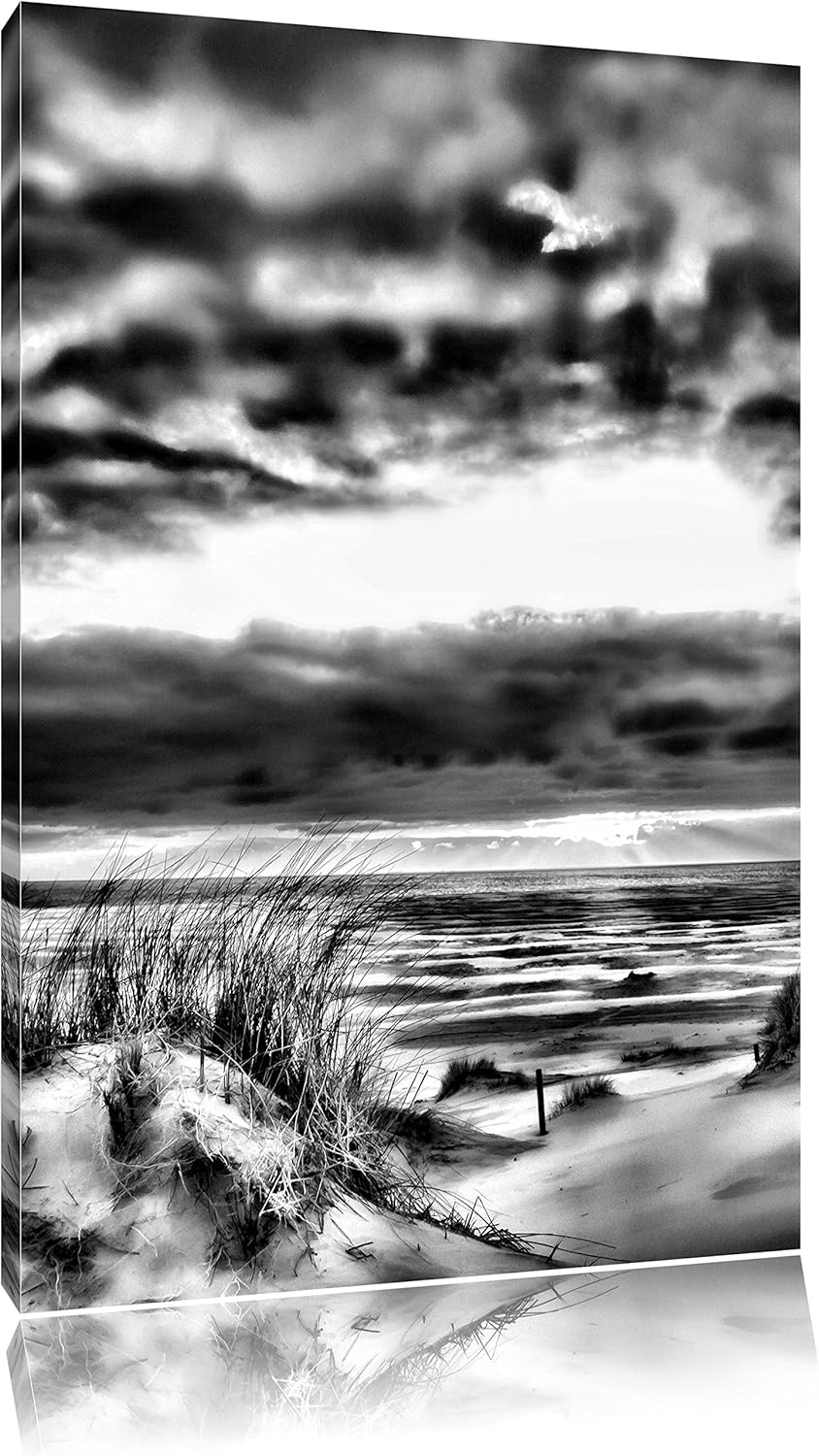 Pixxprint Monocrome, Nordseeküste Nordsee Deutschland, Format: 100x70 auf Leinwand, XXL riesige Bild