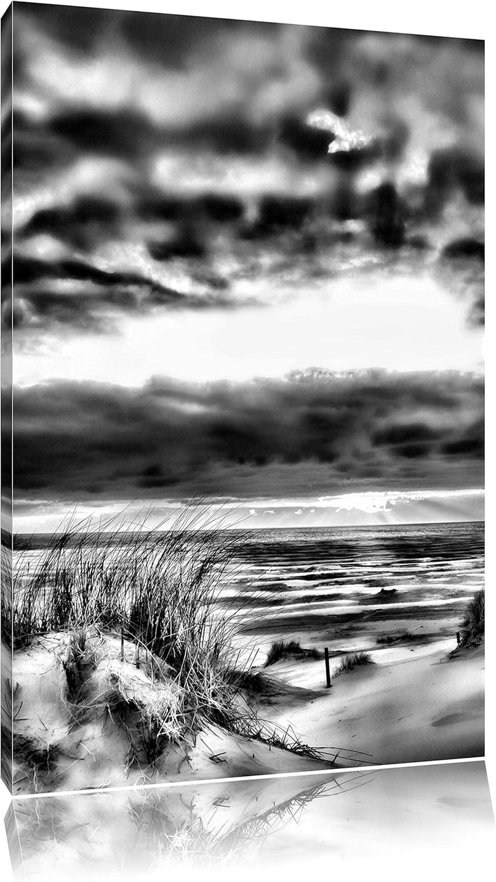 Pixxprint Monocrome, Nordseeküste Nordsee Deutschland, Format: 100x70 auf Leinwand, XXL riesige Bild
