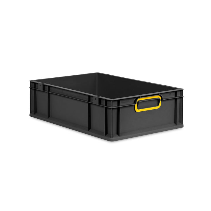 PROREGAL Eurobox NextGen Color | HxBxT 17x40x60cm | 34 Liter | Griffe gelb geschlossen | Schwarz | E