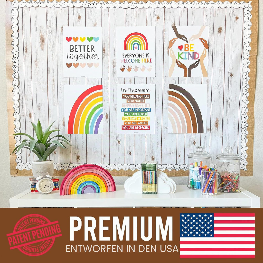 6 Regenbogen-Poster-Diversity-Poster für Klassenzimmer, Dekoration für Lehrer, Elementary – inklusiv