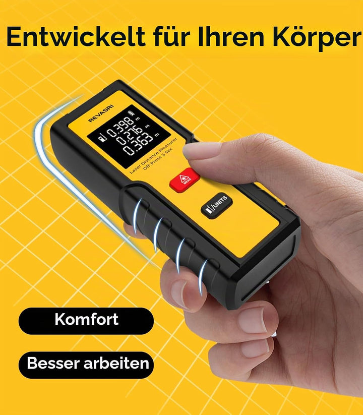 Laser Entfernungsmesser | REVASRI Digital Entfernungsmesser | Einfache Bedienung|Reichweite 50m | Mi